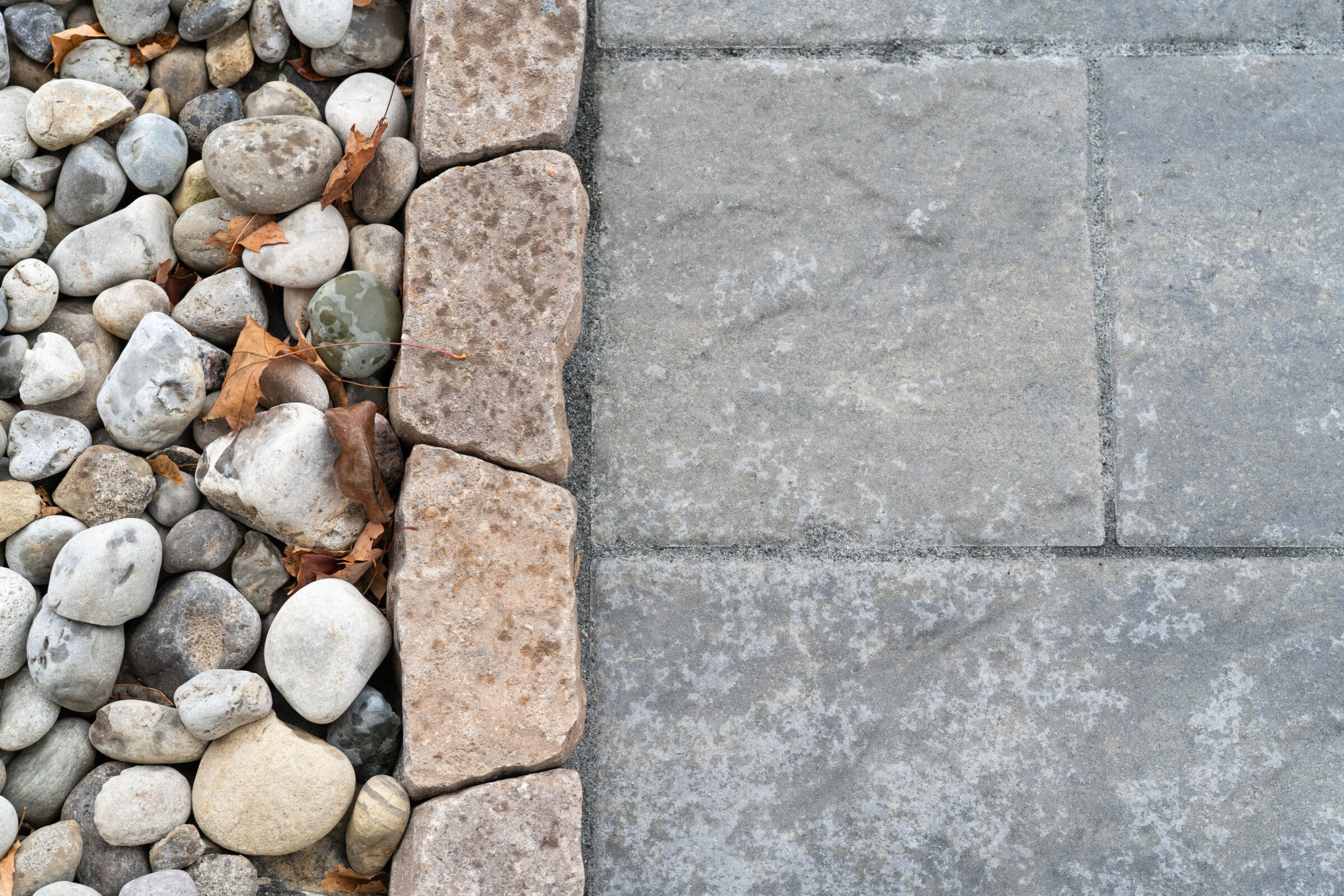 Natural stones and stone pavers to create a path.